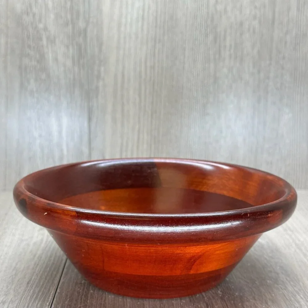 Mountain Woods Vintage Set of 5 Siamese Teak Wooden Salad Bowl Handcrafted Brown